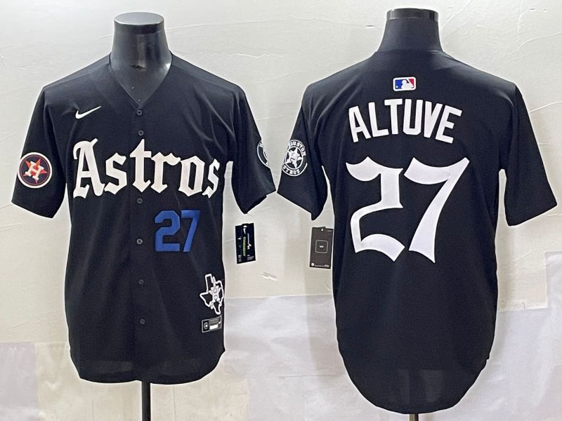 Men 2025 Houston Astros #27 Altuve Black Five generations Joint Name Nike MLB Jersey style 8->houston astros->MLB Jersey